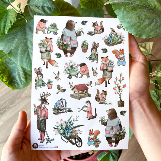 28 autocollants Les animaux jardinent image 1