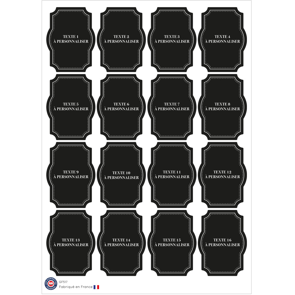 16 autocollants rétro à personnaliser