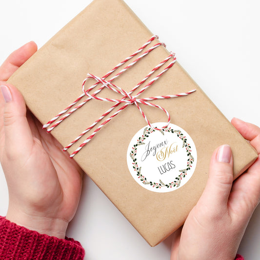 12 autocollants Joyeux Noël personnalisables