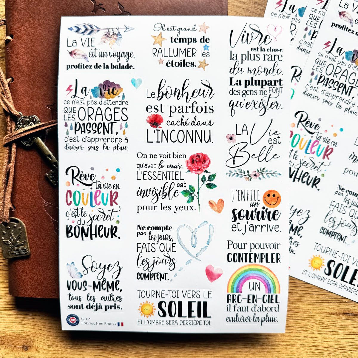 13 autocollants Pensées positives