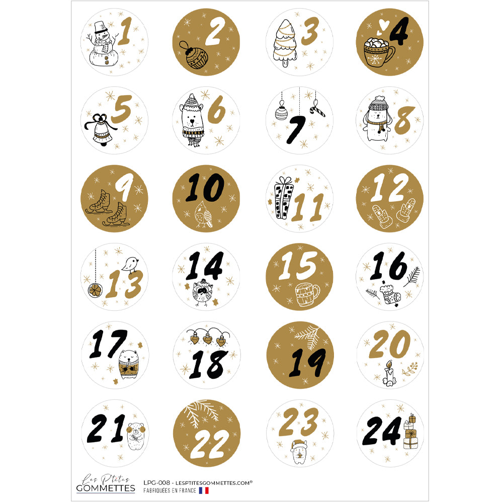 24 autocollants numérotés Calendrier de l'Avent image 0