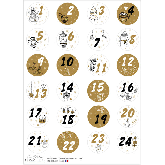 24 autocollants numérotés Calendrier de l'Avent image 0