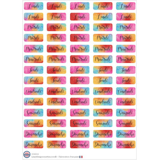 70 gommettes Jours de la semaine couleur aquarelle image 0