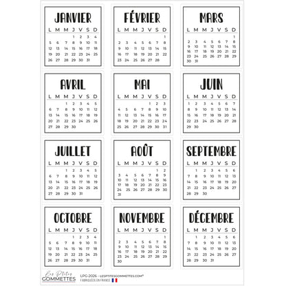 12 autocollants Calendrier 2026 image 0