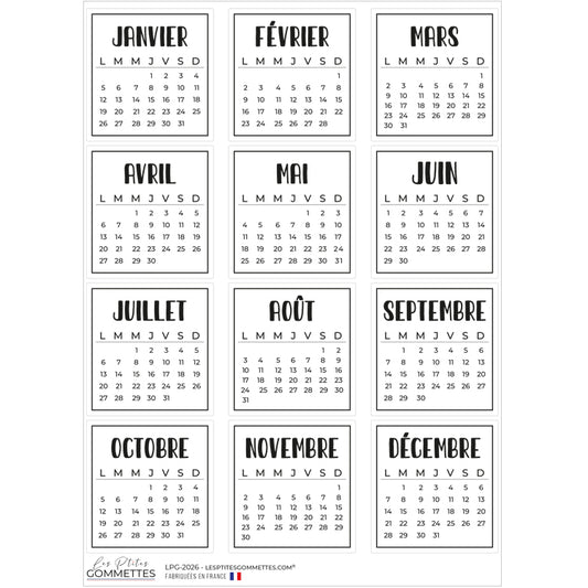 12 autocollants Calendrier 2026 image 0