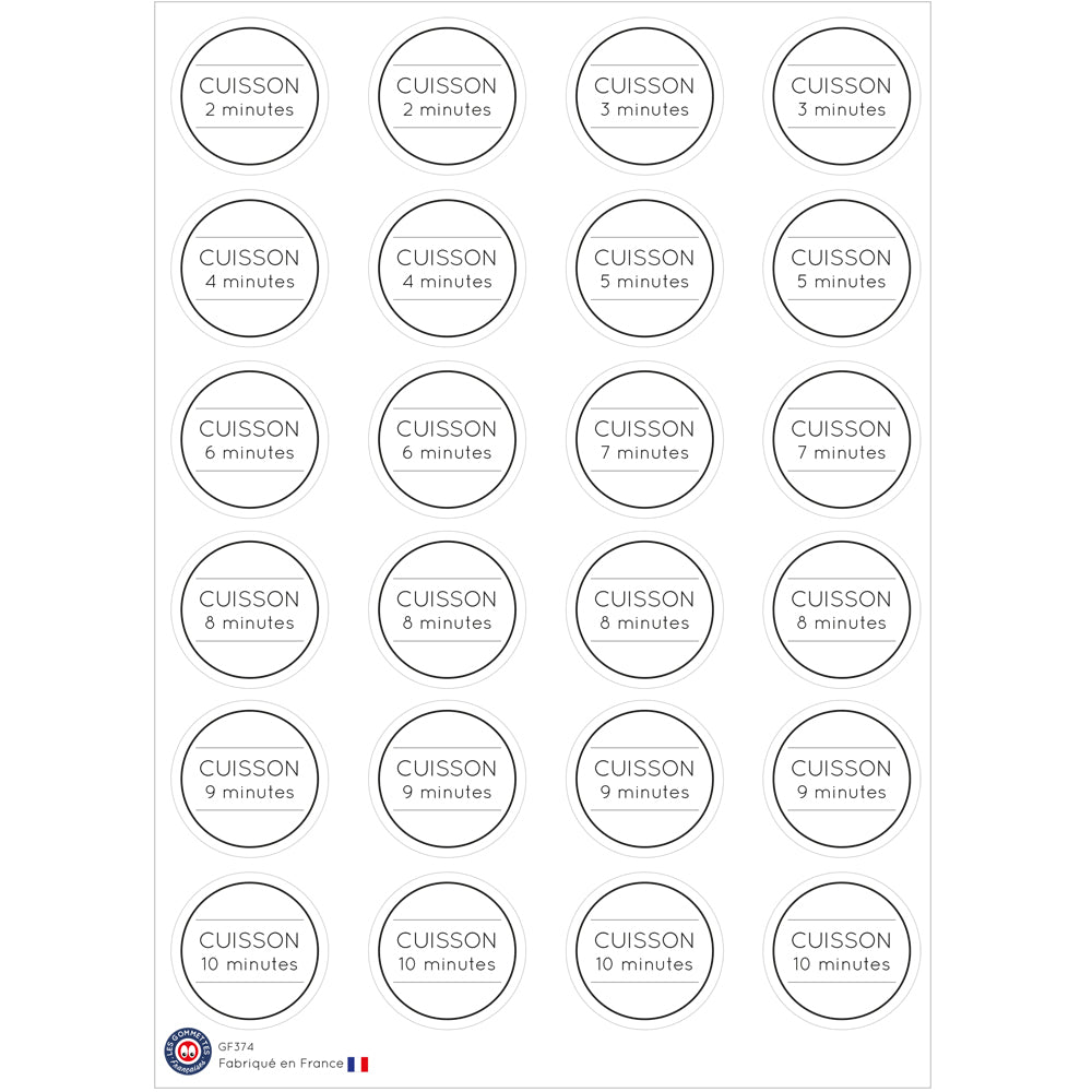 24 étiquettes temps de cuisson 2 à 10 minutes image 0