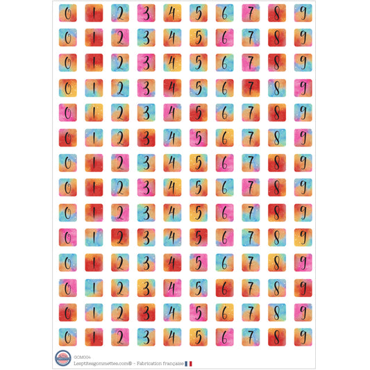 140 gommettes Chiffres couleur aquarelle image 0