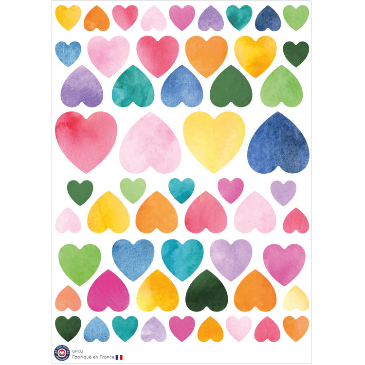 55 autocollants coeurs multicolores image 0