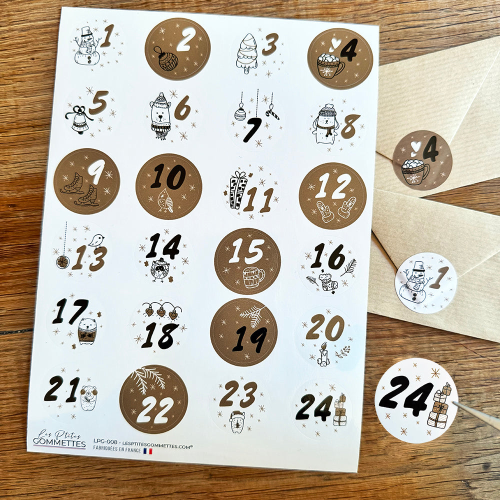 24 autocollants numérotés Calendrier de l'Avent image 2