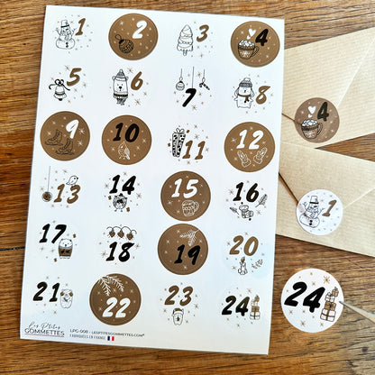 24 autocollants numérotés Calendrier de l'Avent image 2