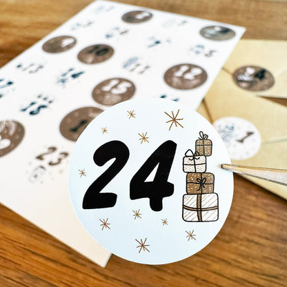 24 autocollants numérotés Calendrier de l'Avent image 1
