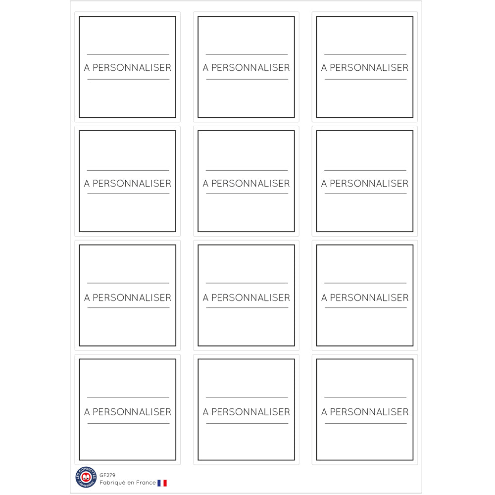 12 autocollants Bocaux à personnaliser
