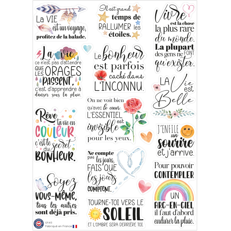 13 autocollants Pensées positives