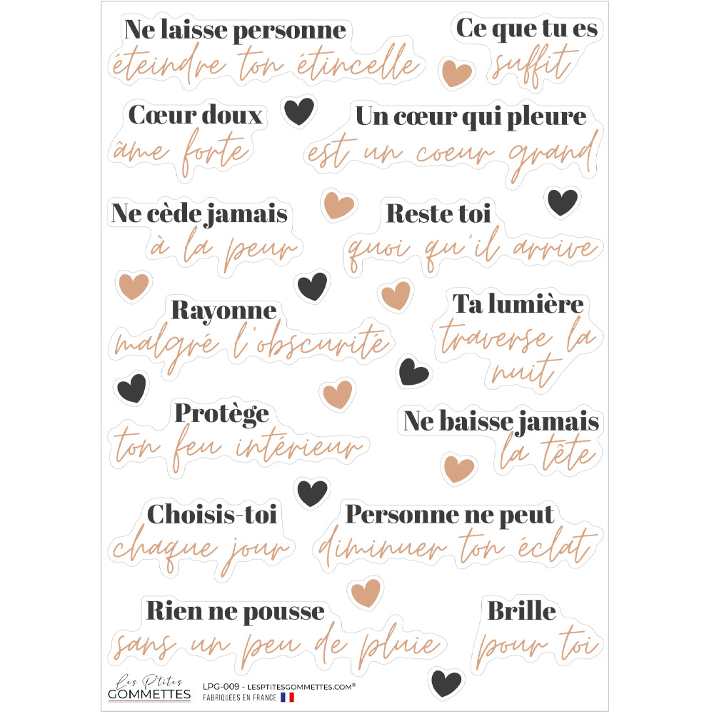 14 autocollants citations Confiance en soi et force intérieure