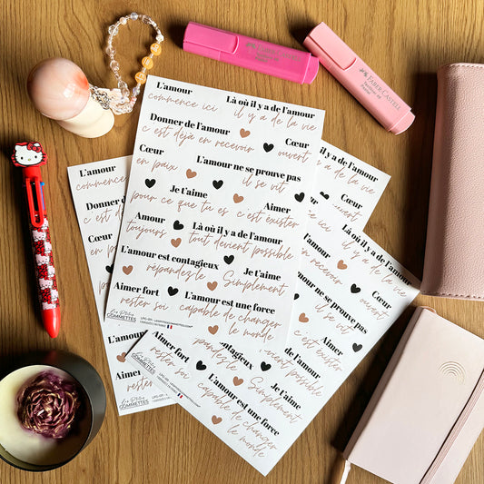 14 autocollants citations Amour