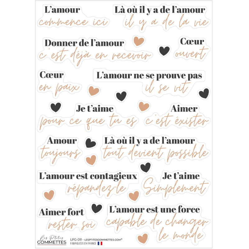 14 autocollants citations Amour