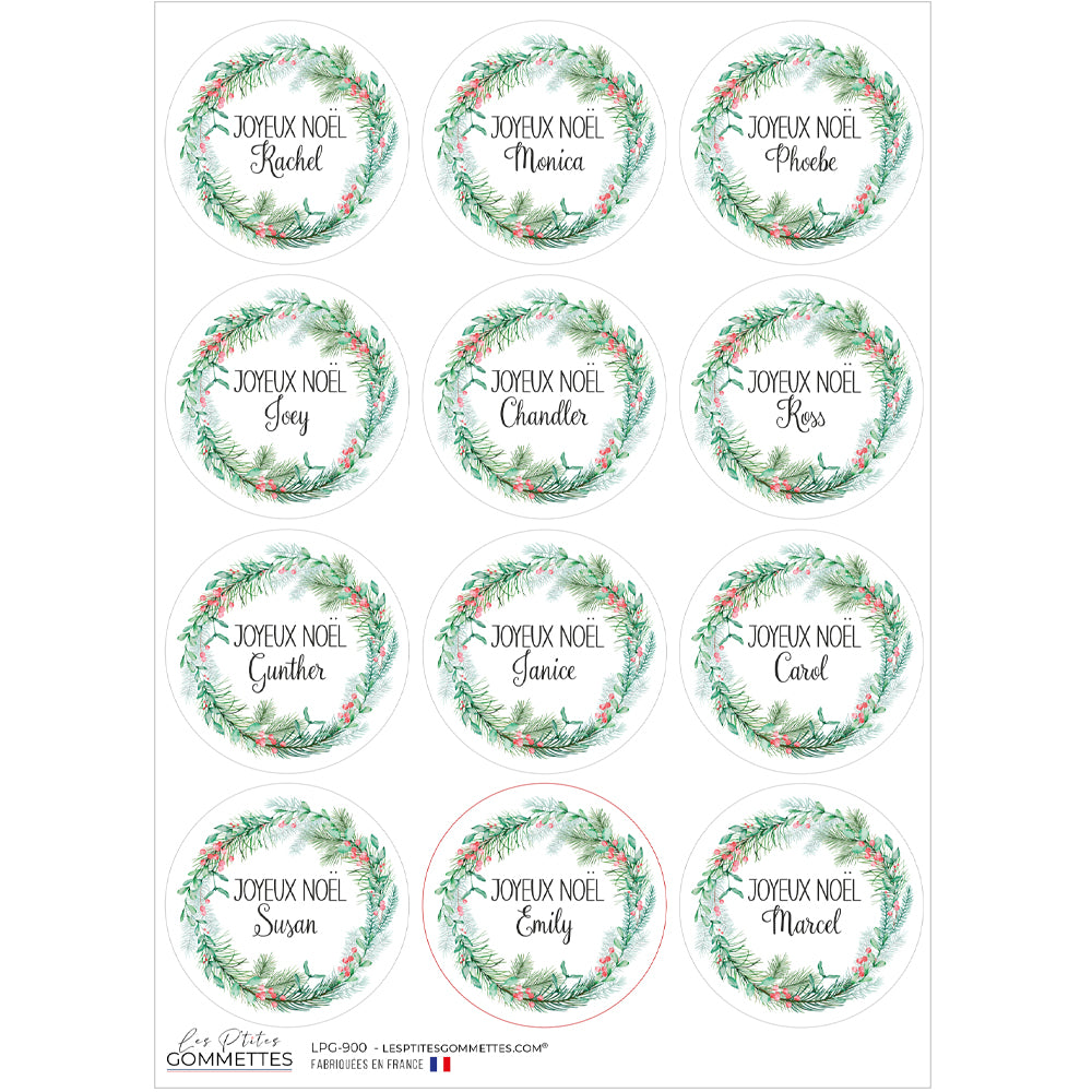 12 autocollants Joyeux Noël à personnaliser