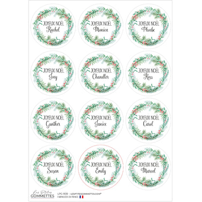 12 autocollants Joyeux Noël à personnaliser