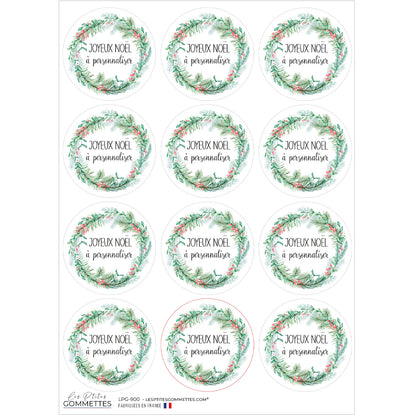 12 autocollants Joyeux Noël à personnaliser