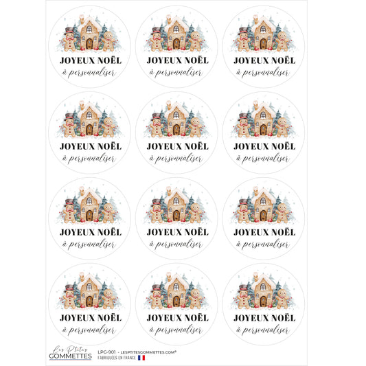 Étiquettes autocollantes Joyeux Noël personnalisables – Les P’tites Gommettes