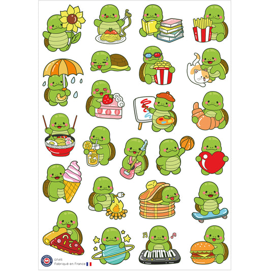 24 autocollants Tortues Kawaii image 0