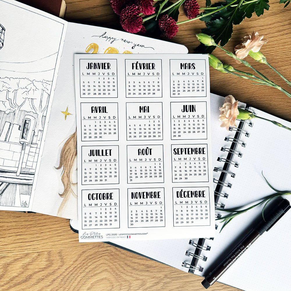 12 autocollants Calendrier 2026 image 1