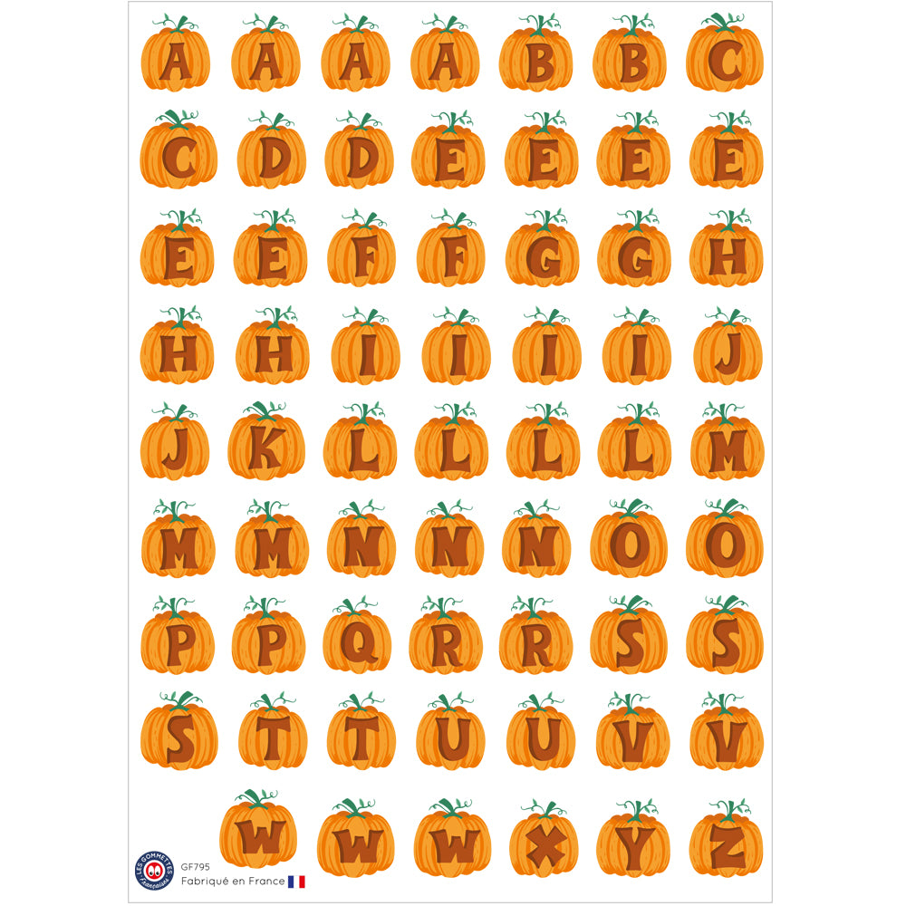 62 autocollants Lettres citrouilles Halloween image 0
