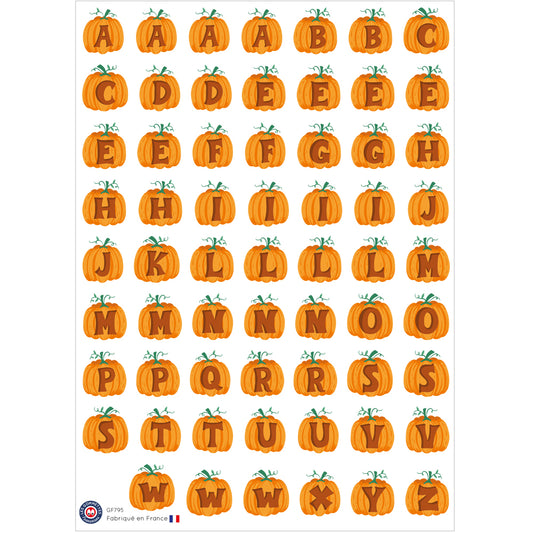 62 autocollants Lettres citrouilles Halloween image 0