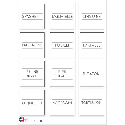 12 étiquettes bocaux Pâtes image 0