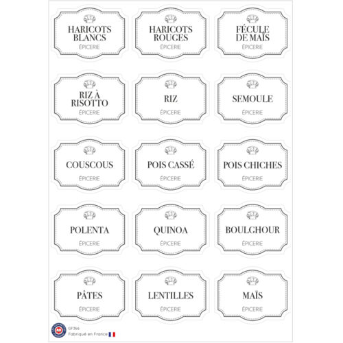 Autocollants bocaux Epicerie | Fabrication française
