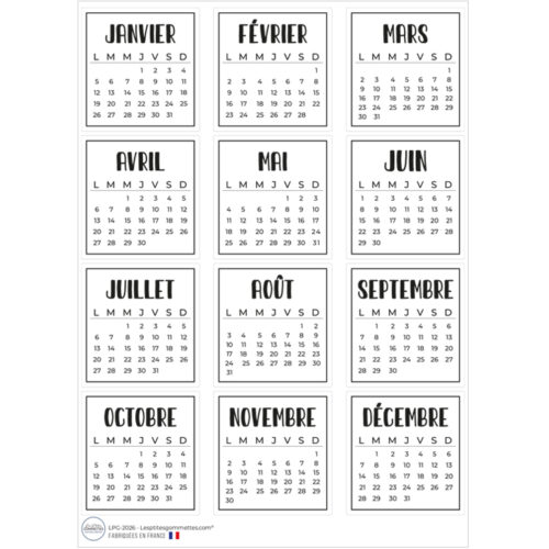 Autocollants Calendriers 2026 | Les P'tites Gommettes | Fabrication française