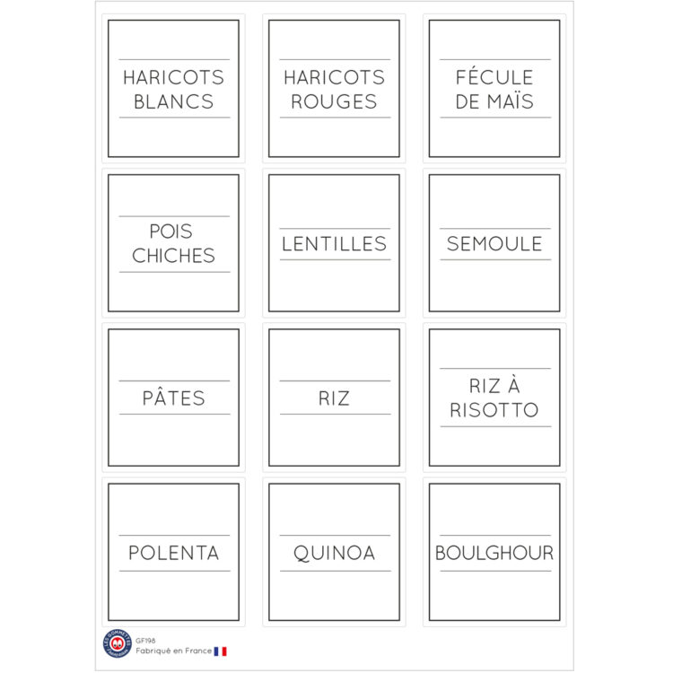 Etiquettes bocaux minimaliste Epicerie | Les p'tites gommettes