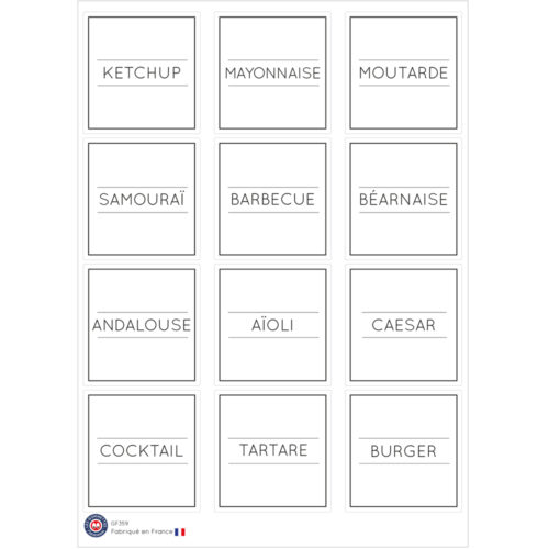 Etiquettes bocaux minimaliste Sauces | Les p'tites gommettes