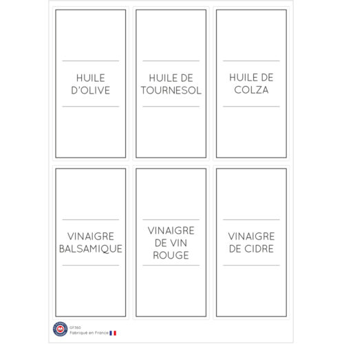 Etiquettes bocaux minimaliste Huiles et Vinaigres | Les p'tites gommettes