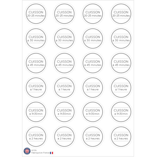 Etiquettes bocaux minimaliste Cuisson | Les p'tites gommettes