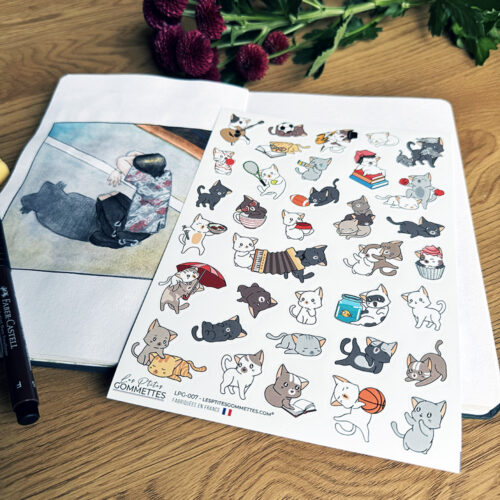 Autocollants chats kawaii | Les P'tites Gommettes | Fabrication française