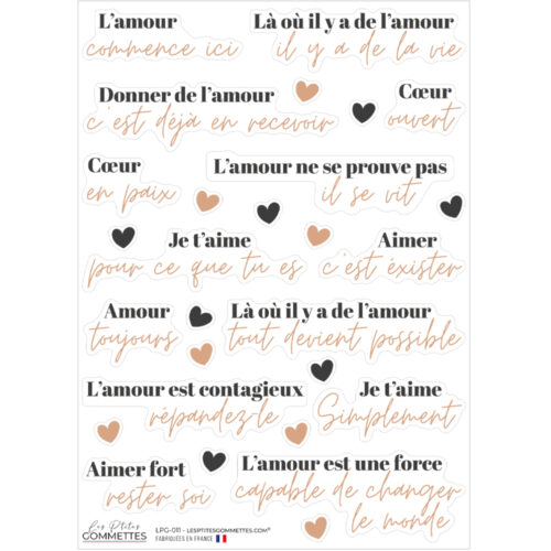 Autocollants Citations Amour | Les p'tites Gommettes